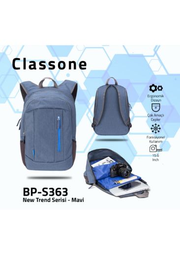 Bp-s363 New Trend 15,6 Inç Uyumlu Laptop, Notebook Sırt Çantası-mavi resmi